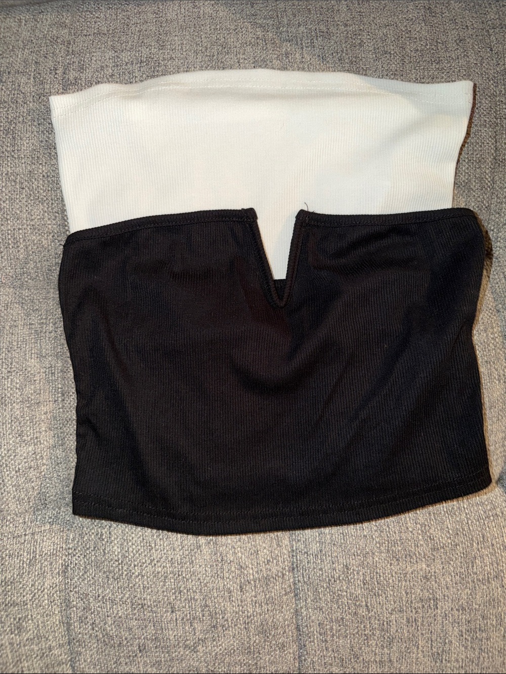 SHEIN Black & White Two Strapless Tube Top